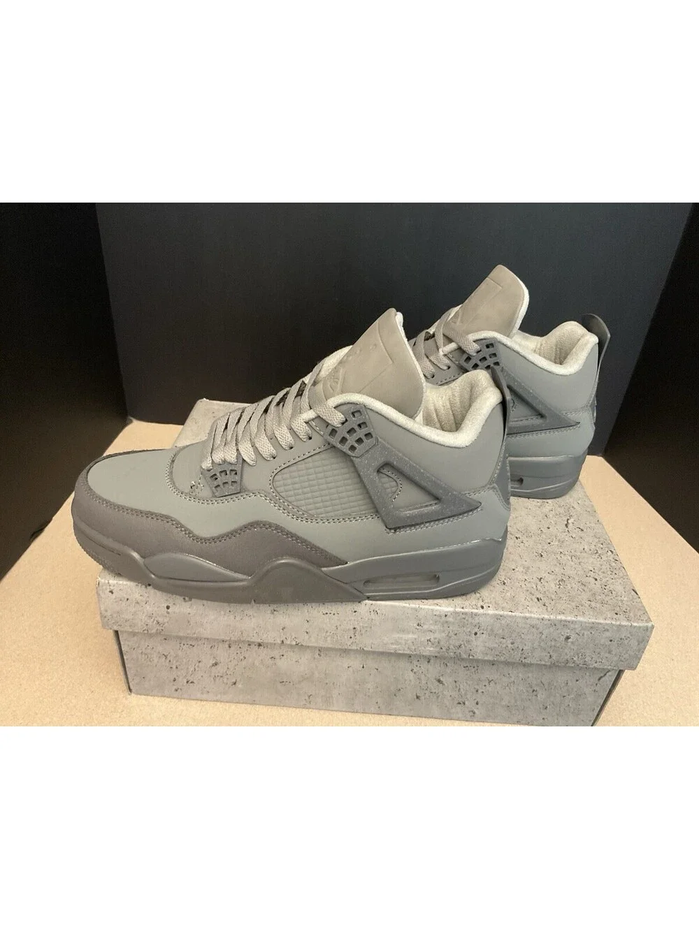 New! Nike Air Jordan 4 Retro SE 'Wet Cement' Smoke Grey/Iron Grey Shoes. SZ 8.